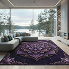 Ethereal Gold Purple Lotus Mandala Rug