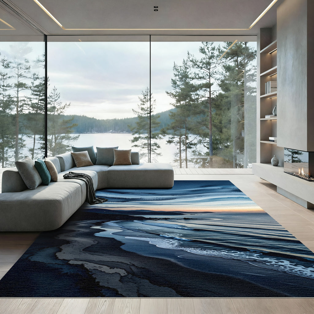 Ethereal Coastal Sunset Wave Shoreline Rug
