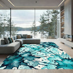 Teal Liquid Ink Abstract Splash Rug