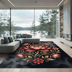 Radiant Crimson Lotus Floral Medallion Rug