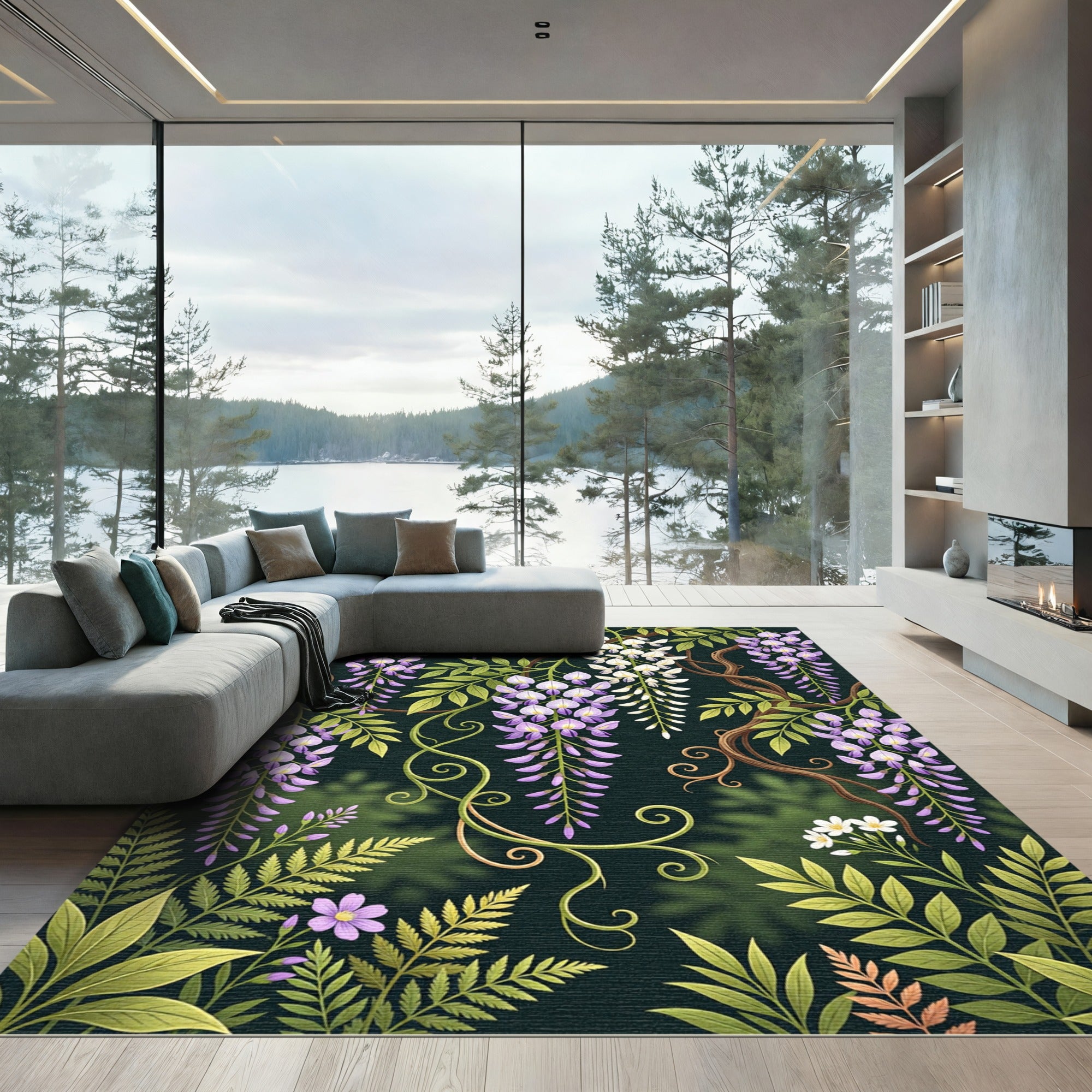 Lavender Wisteria Over Twine Vines Rug