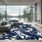 Majestic Cobalt Dragon Wing Illustration Rug