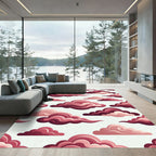 Crimson Cloudscape Swirls Rug