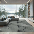 Industrial Charcoal Speckled Distressed Slate Texture Rug