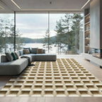 Textured Cream Grid Waffle Rug