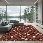 Rustic Red Geometric Intersecting Lattice Rug