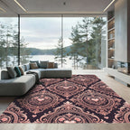 Rose Gold Heart Damask Medallion Rug
