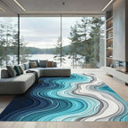Abstract Ocean Gradient Layered Waves Rug
