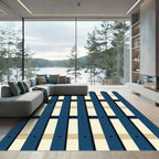 Modern Navy Blue Vertical Picket Fence Rug
