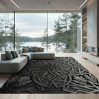 Charcoal Geometric Arabesque Interlace Rug