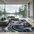 Monochromatic Swirl Marble Smoke Rug