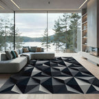 Dark Gray Geometric Faceted Rug