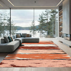 Rustic Distressed Ochre Orange Striped Rug