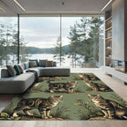 Brown Tabby Cats In Lush Greenery Rug