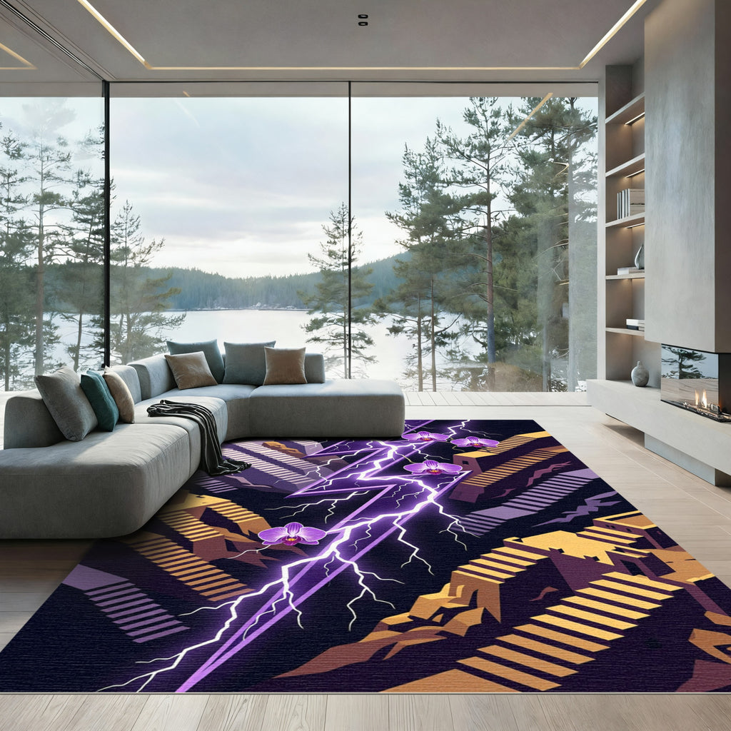 Purple Orchid Lightning Architectural Landscape Rug