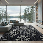 Gothic Black White Floral Arch Rug