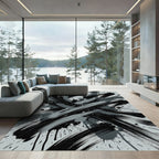 Monochromatic Splatter Brush Stroke Explosion Rug