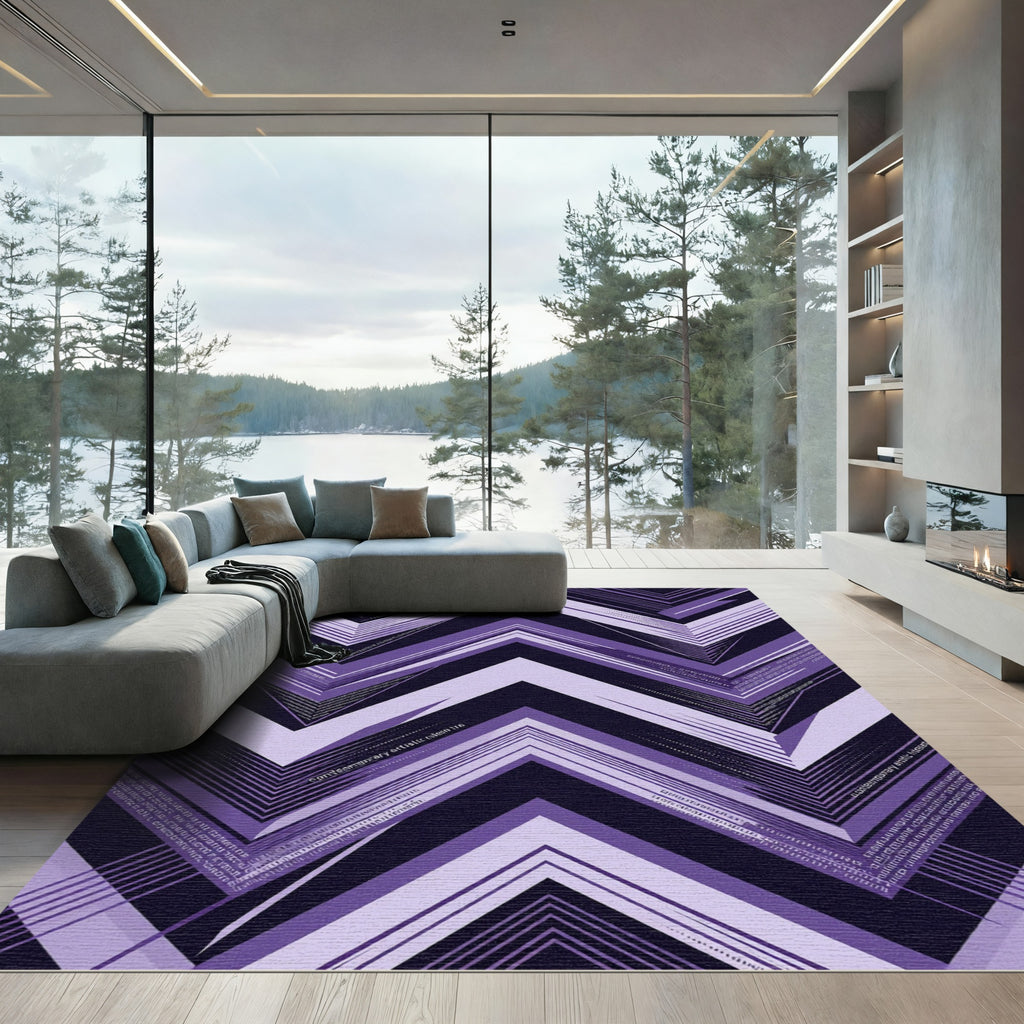 Purple Chevron Geometric Abstract Art Rug