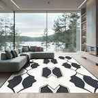Modern Dark Gray Geometric Oval Rug