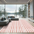 Red Dash Dot Dash Grid Rug