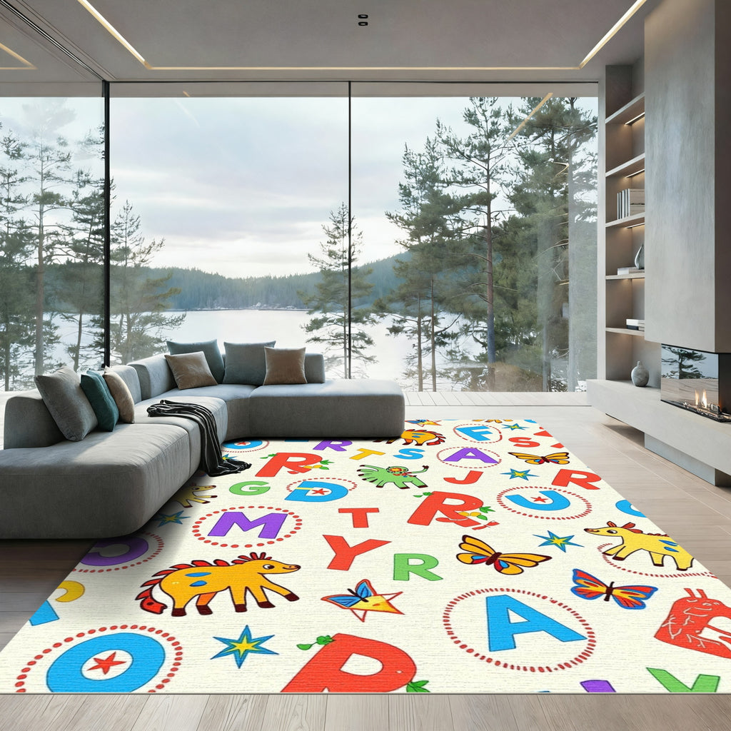 Playful Alphabet Animals and Butterflies Rug