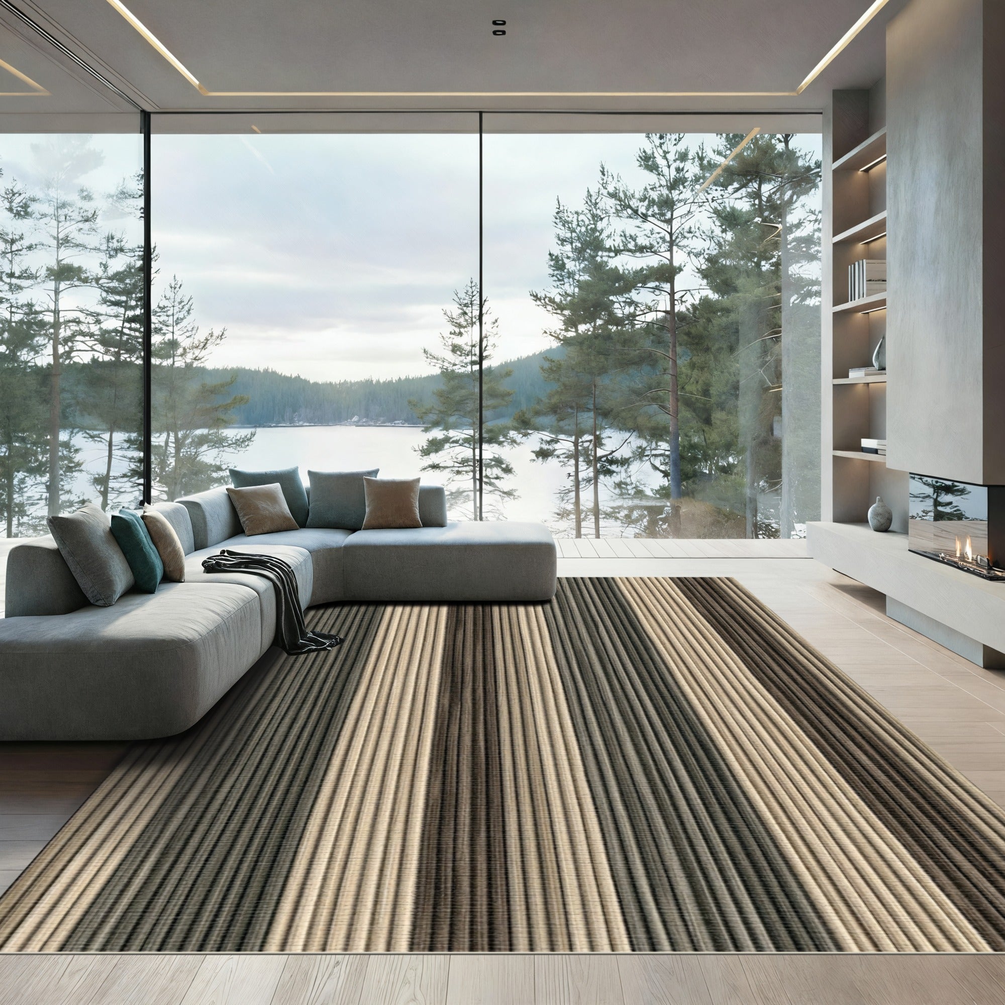Earthy Tones Vertical Stripe Rug