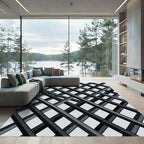 Monochrome Interlocking Diagonal Stripes Rug
