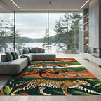 Jungle Leopard Striped Safari Panel Rug
