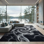 Ethereal White Swirl Smoke Rug