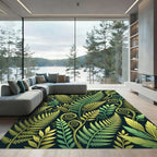 Lush Verdant Fern Foliage Botanical Rug