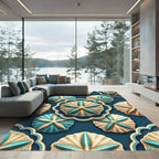 Coastal Teal Sand Dollar Medallion Rug