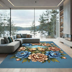 Charming Chicks among Peonies Floral Wreath Rug