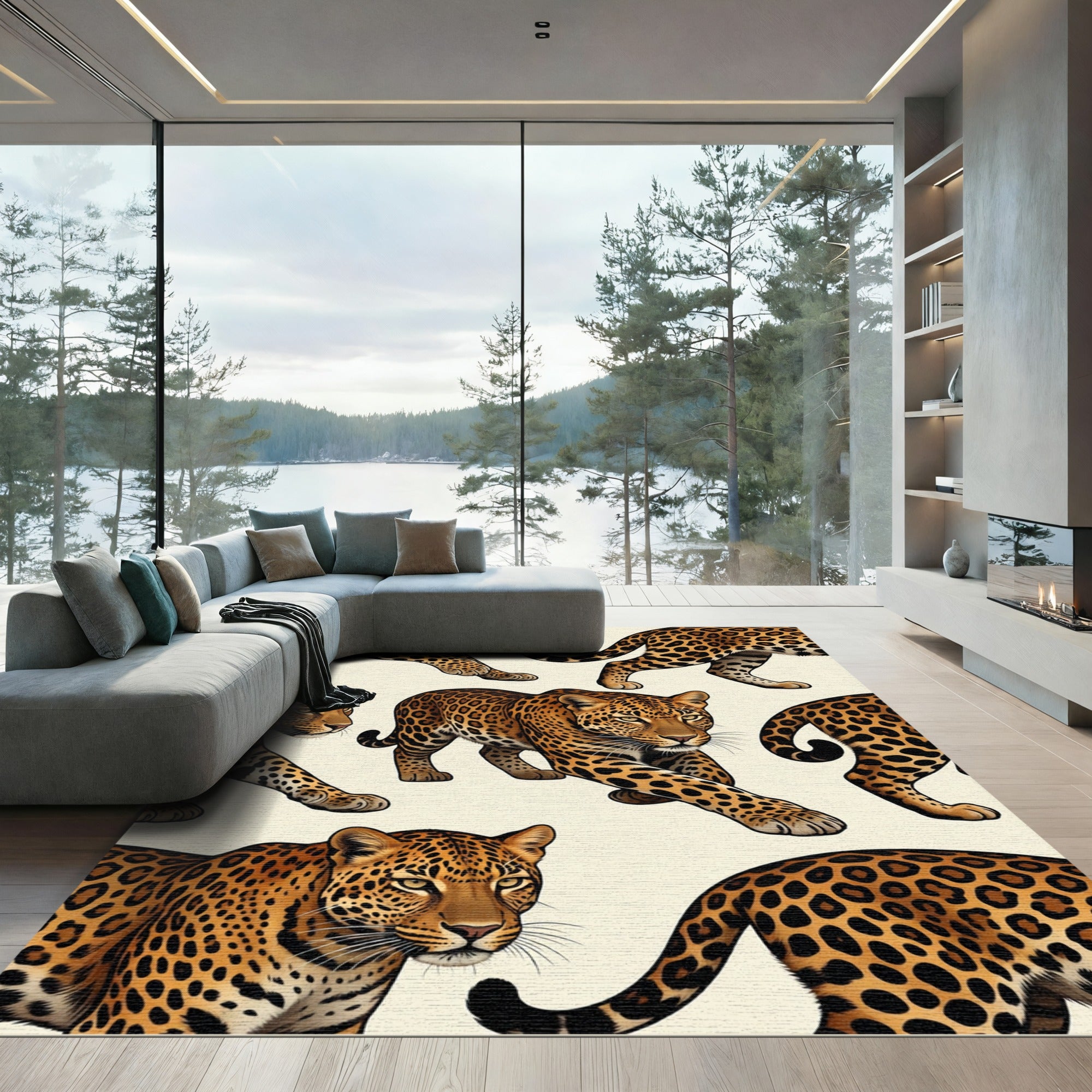Leopard Spots Repeating Animal Collage Rug