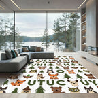 Woodland Animals Forest Tree Characters Rug