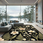 Cream Floral Fern Field Arrangement Rug