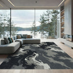Dark Gray Abstract Swirl Rug