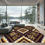 Dark Gold Floral Diamond Medallion Rug