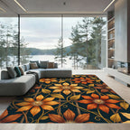 Golden Clematis Botanical Trellis Art Rug