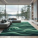 Serene Emerald Ocean Wave Swells Rug
