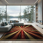 Crimson Gold Burst Starburst Rug