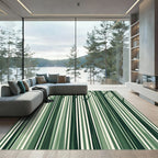 Forest Green Striped Tree Bark Rug