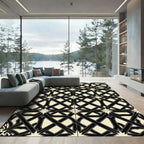 Elegant Black and Cream Intersecting Grid Rug