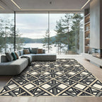 Modern Gray Intersecting Lattice Grid Rug