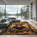Rustic Western Bull Horseshoe Rope Landscape Rug