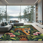 Majestic Tiger Amidst Tropical Lush Foliage Rug