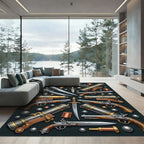 Ornate Antique Pirate Weaponry Medallion Rug