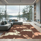 Rustic Chocolate Running Rabbit Meadow Rug
