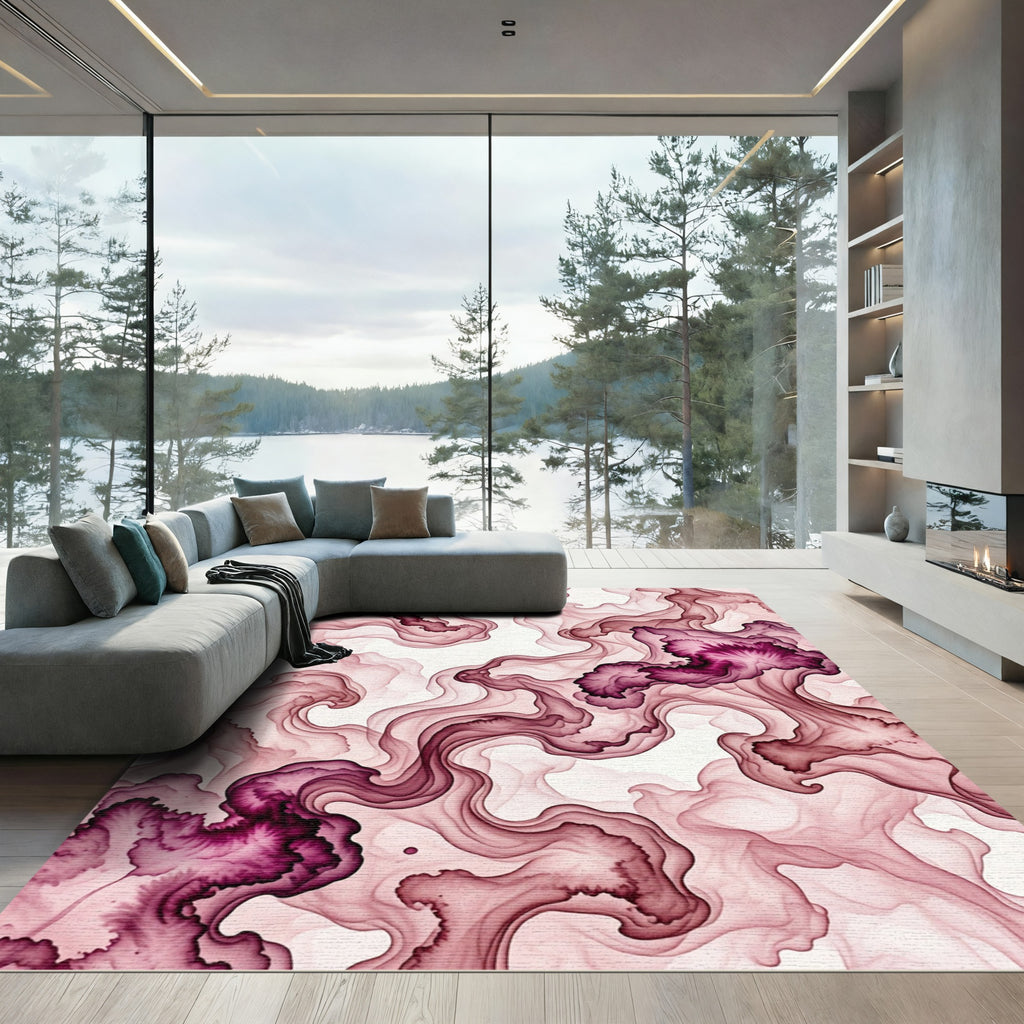 Deep Ink Wash Ribbons Rug
