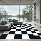 Monochrome Checkerboard Fold Graphic Rug