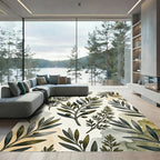 Green Olive Branches Watercolor Pattern Rug